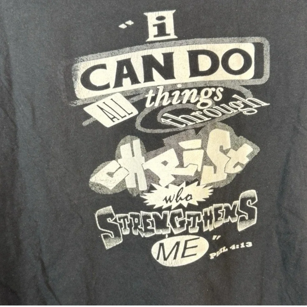 Jesus Religious Graphic T-Shirt Christ Strength Inspiration Superman Retro Sz XL - Picture 4 of 6